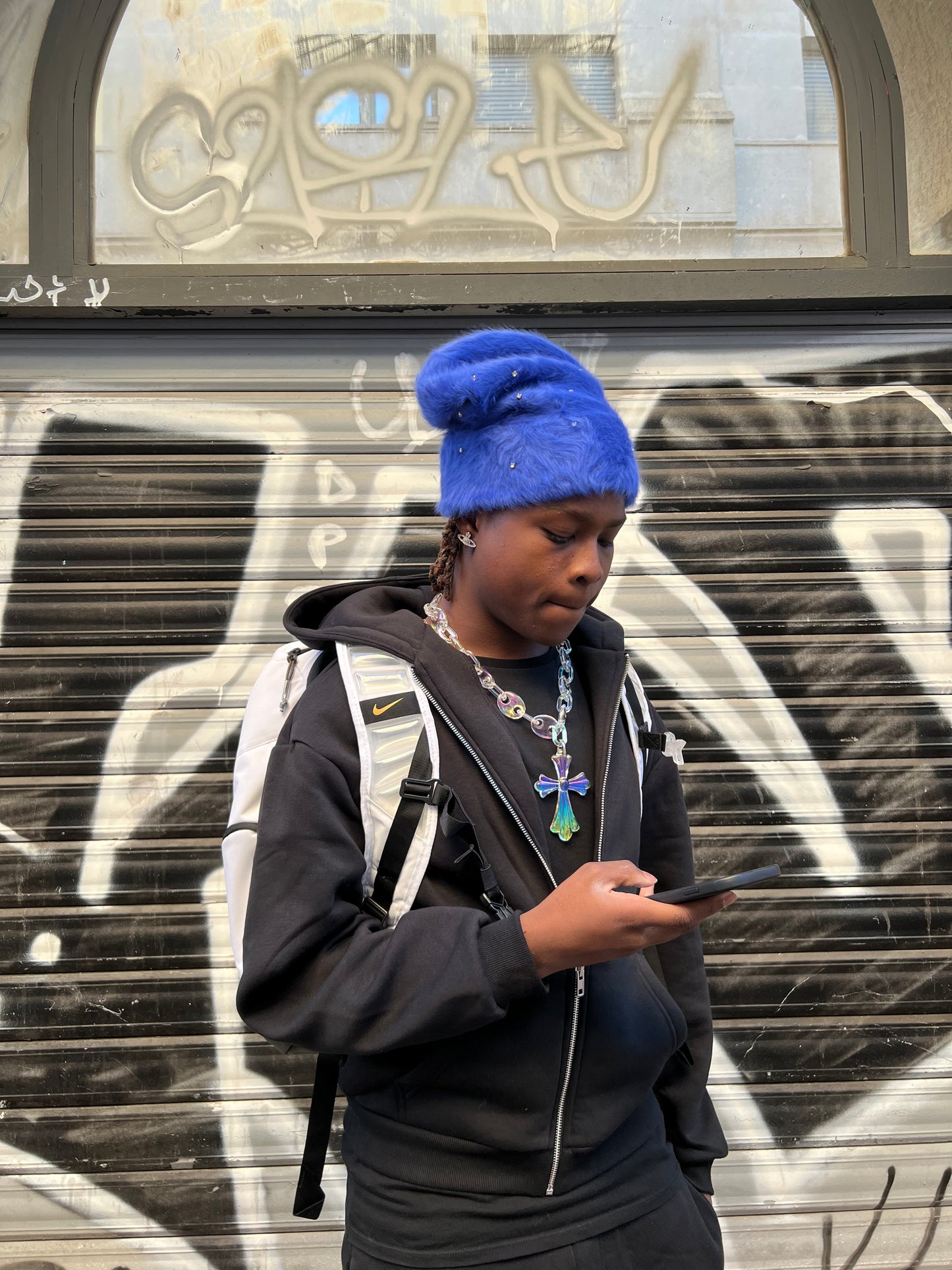 BLUE POP-STAR MOHAIRS BEANIES
