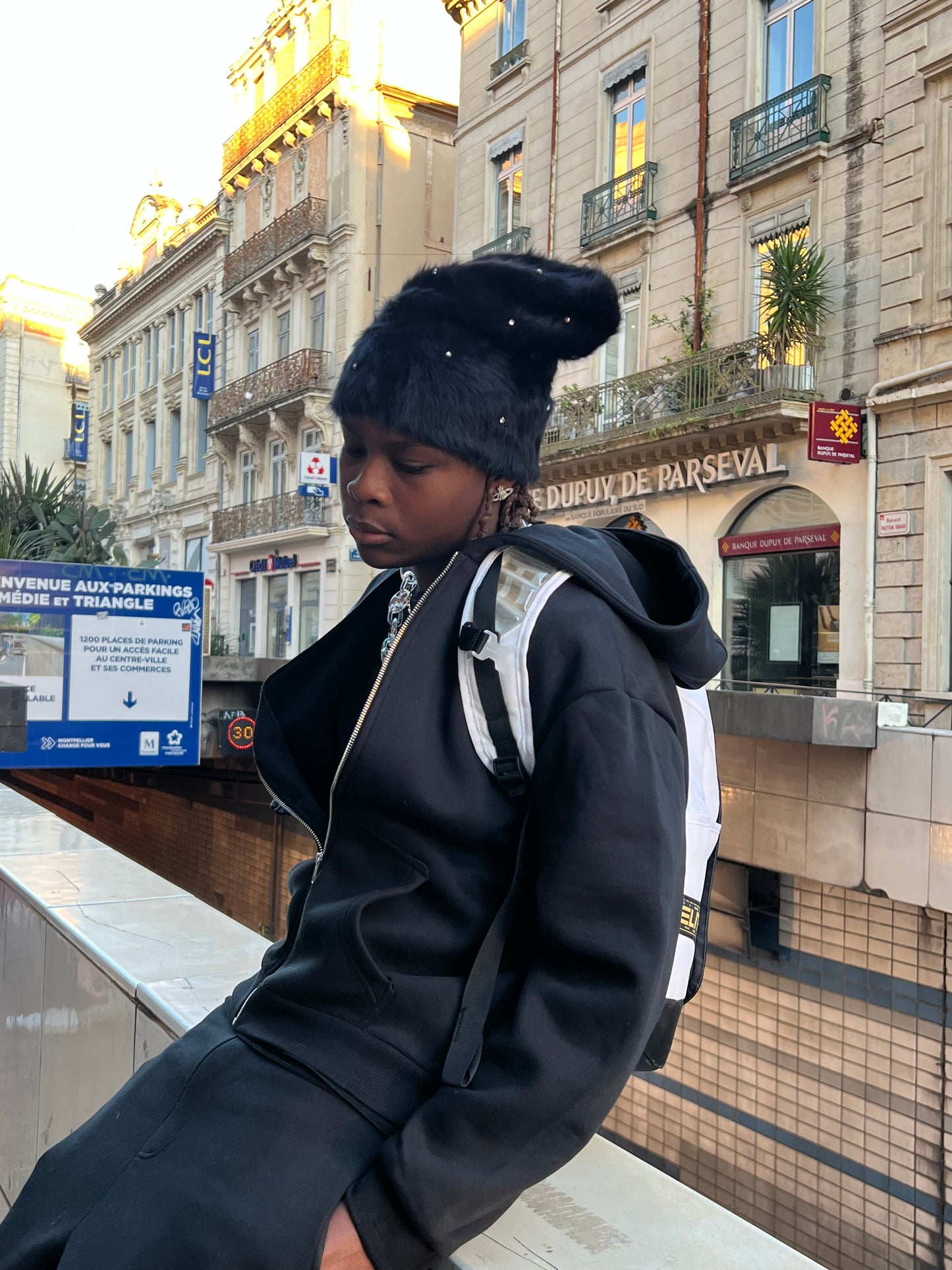 BLACK POP-STAR MOHAIR BEANIES