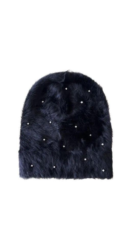 BLACK POP-STAR MOHAIR BEANIES